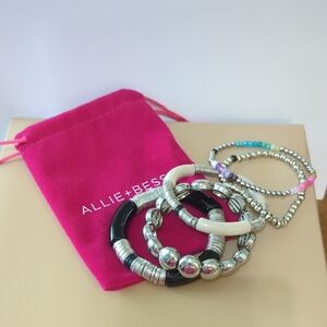 Allie + Bess Silver and Black Bracelet Set